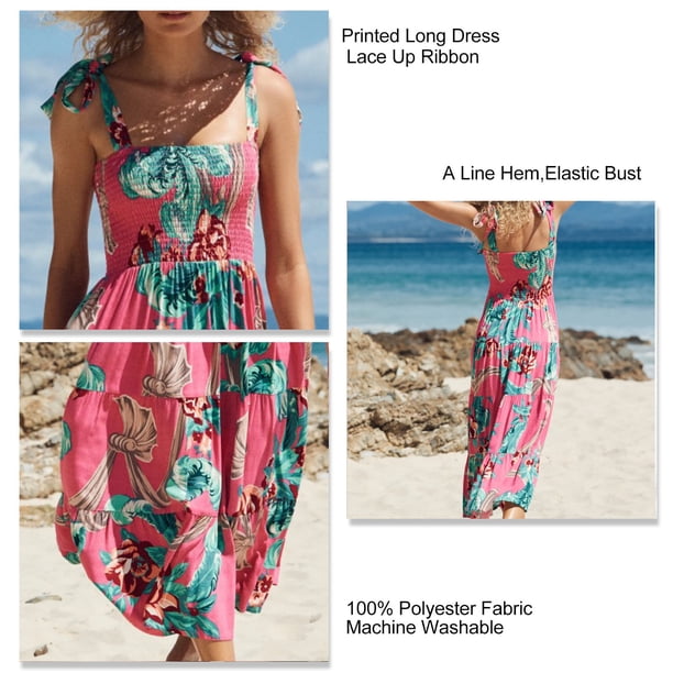 Vestido de tiras tela de poliéster transpirable falda larga de verano lavable a máquina para mujeres para fiesta en la playa para ropa de calle ANGGREK Otros