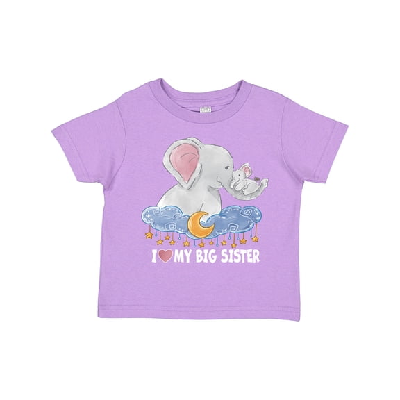 Inktastic I Love My Big Sister Cute Elephants with Moon and Stars Boys or Girls Toddler T-Shirt