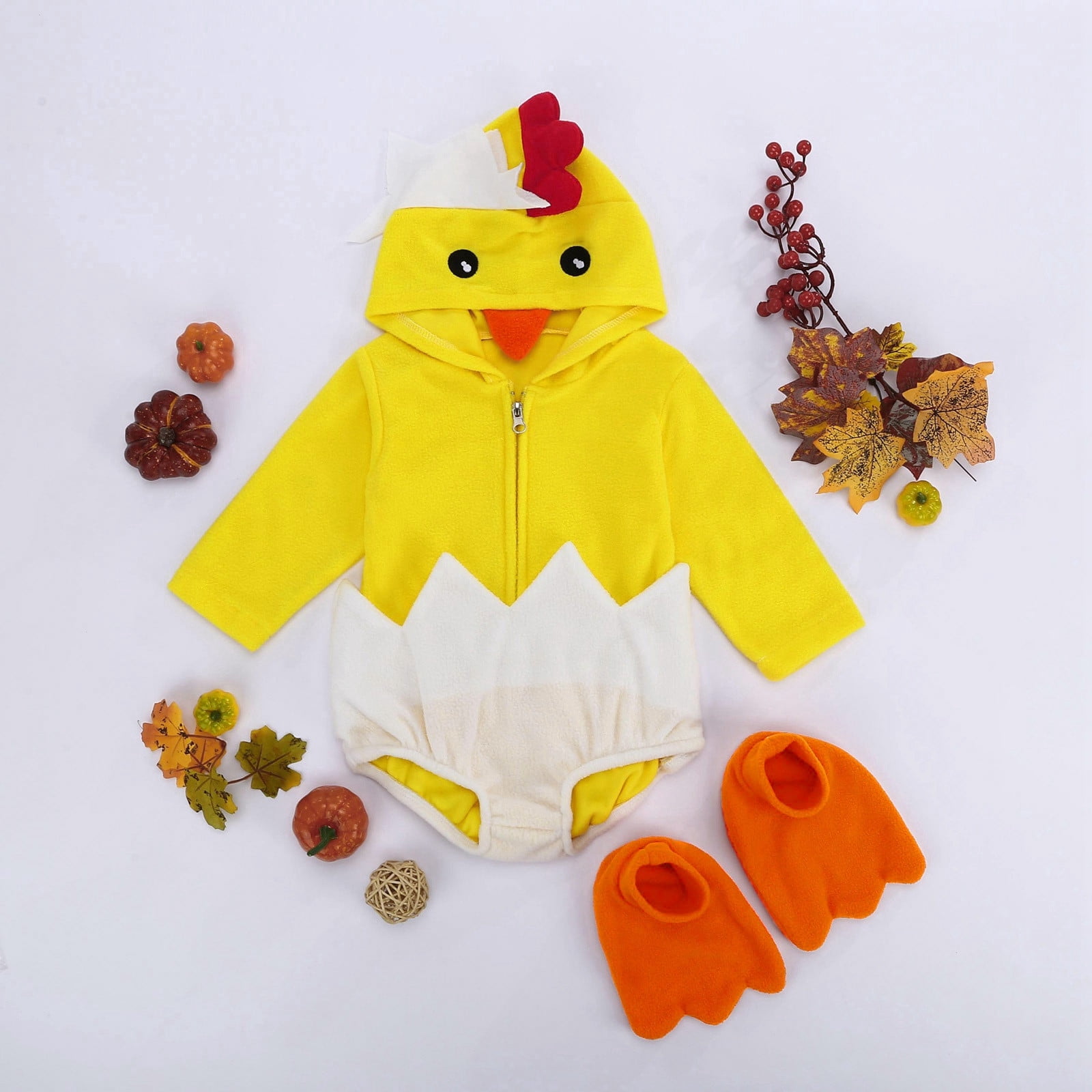 Costume D'Halloween Bébé Garçon - Grenouillère Citrouille à Capuche + Pantalon Rayé - Taille 0-24 Mois - En Polaire Douce
