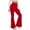 Red, variant on PEASKJP Flare Leggings for Women High Waisted Crossover Workout Lounge Bell Bottom Jazz Dress Pants, Red L