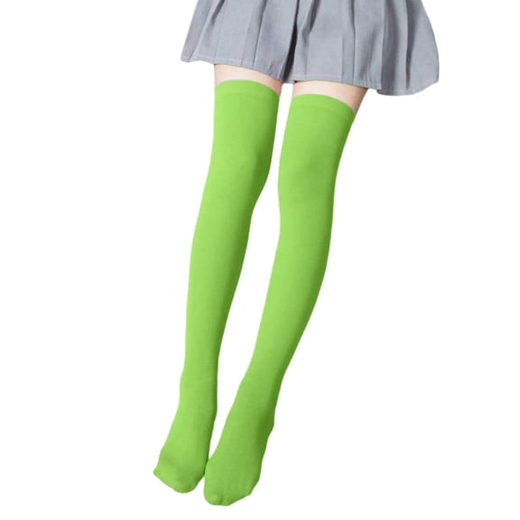 Womens Mint Green Thigh High Socks Over The Knee, Solid Color Stretchy Socks with Non-Slip Cuff for Anime & Casual Fashion,Size 7-10T