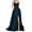 Navy*, variant on RUTAYY Women's Dress Solid Color Sleeveless Round Neck Backless Side Slit Wedding Evening Party with Pocket Chic Holiday Dresses