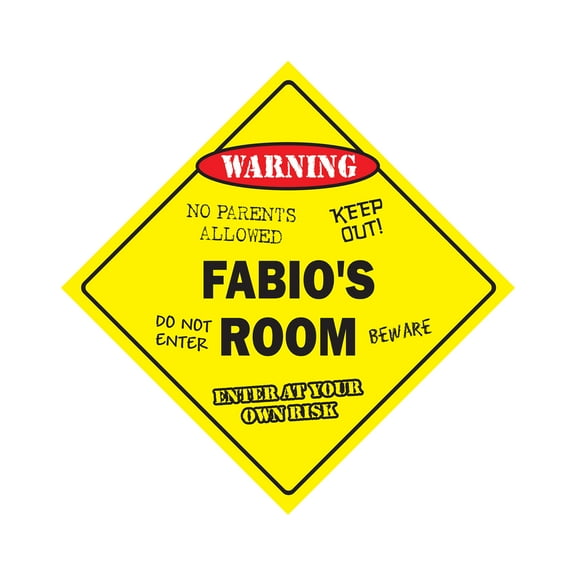 Fabio's Room Sign Crossing Zone Xing | Indoor/Outdoor | 20" Tall kids bedroom decor door children's name boy girl