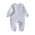 thumbnail image 5 of Jalioing Infant Boys Girls Romper Long Sleeve Cotton Clothes Solid Color Footless Jumpsuit Fall Comfy Bodysuit for Baby, 5 of 6