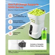 KFFKFF Portable Tennis Ball Machine with App Control, 110-Ball Capacity, Adjustable Spin, Dual Training Modes, 4-Hour Battery Life, and Speeds up to 75 MPH
