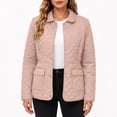 thumbnail image 2 of Women's Quilted Jacket Lightweight Diamond Padded Coat,Snap Button Collar Casual Fall Winter Warm Outerwear with Flap Pockets, 2 of 7