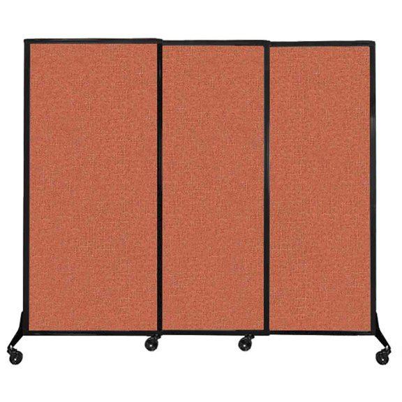 Versare QuickWall Sliding Portable Partition | Black Frame | 7' x 5'10" Papaya Fabric Panels