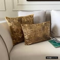 thumbnail image 5 of The HomeCentric Gold Lumbar Pillow Cover, Spiral Sequins Antique Sparkly Glitter Lumbar Pillow Cover, Pack of 2, 12"x24" (30x60 cm) Pillow Cover Rectangle Silk Lumbar Pillow Cover - All Eyes On Gold, 5 of 9