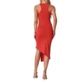 thumbnail image 3 of INSPIRE CHICCocktail Party Midi Dress for Women's Halter Neck Sleeveless Ruched Asymmetrical Bodycon Dress Black XL XL Red, 3 of 6
