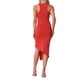 thumbnail image 3 of INSPIRAR CHIC Vestido Midi de Fiesta para Mujer con Cuello Halter Sin Mangas, Cuerpo Ajustado Asimétrico Negro XL XL Rojo, 3 of 6