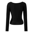 thumbnail image 3 of Womens Casual Long Sleeve Scoop Neck Slim Fitted Basic Top, 3 of 5
