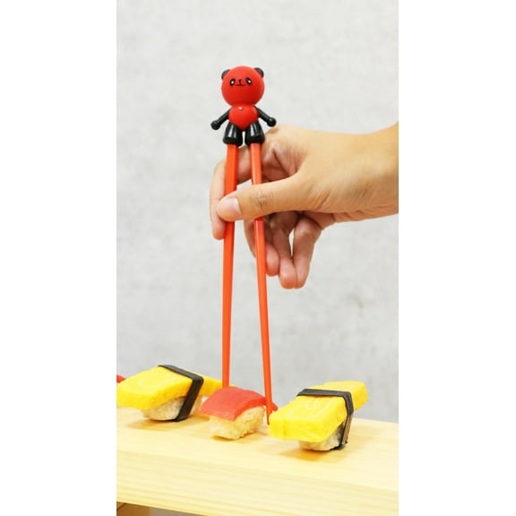 Valentine Red Giant Panda Reusable Training Chopsticks Set With Silicone Helper