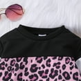 thumbnail image 3 of Toddler Girls 2 Piece Cute Outfits Set Leopard Color Block Crewneck Sweatshirt with Jogger Pants Kids Clothing Set 3-4 T, 3 of 7