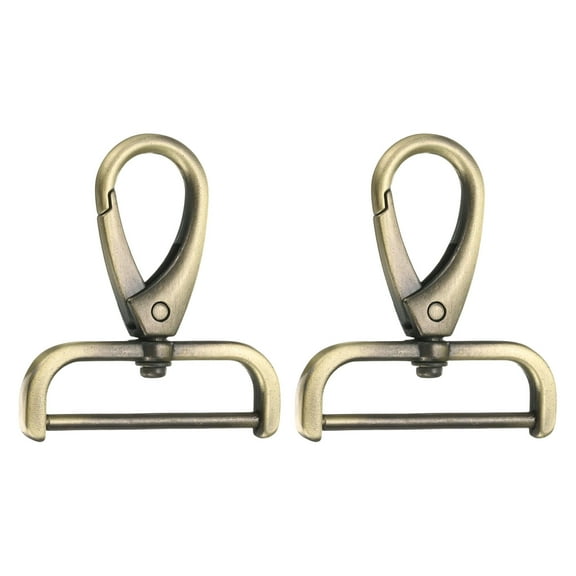 Uxcell 2Pcs Detachable Snap Hook Swivel Clasp 1 1/2" D Ring with Swivel Lobster Claw Clasps Hook for Purse Brass