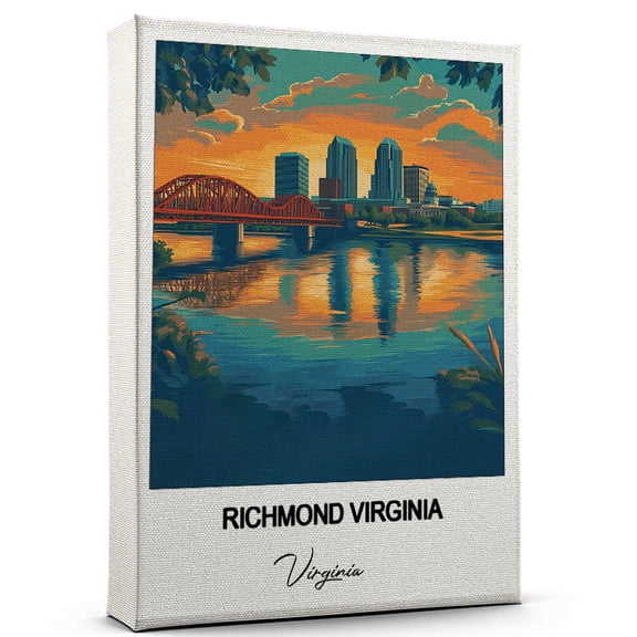 Richmond Virginia Travel Canvas Wall Art – Beautiful Travel Decor for Bedroom, Office Virginia Canvas Print – Serene and Scenic Wall Decor Gift for Travel Lovers