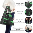 thumbnail image 5 of 5 Pack Foldable Shopping Bag,Black Halloween Bats with Green Reusable Grocery Bags with Pockets,Large Reusable Tote Bags with Handles Waterproof & Lightweight, 5 of 6