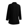 thumbnail image 6 of ClodeEU Women's Collared 3/4 Sleeve V Neck Button Down Blouse,Casual Loose Fit Office Shirt Top Black,Women's Plus L, 6 of 6