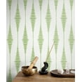 thumbnail image 7 of Seabrook Designs  Striped Ikat Peel and Stick Wallpaper 27 in. W x 18 ft. L - Macaw Green, 7 of 7
