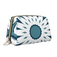 thumbnail image 2 of Large Clutch Leather Makeup Bag, Blue Abstract Flowers Travel Toiletries Bag, Ladies Cosmetic Storage Bag, 2 of 8
