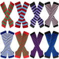 thumbnail image 4 of Namzi Arm Warmers 1-Pair Fingerless Gloves, Stretchy Gloves, Fingerless Mittens, Long Gloves, Striped Gloves for Daily & Outdoor Use,Blue Red White, 4 of 4