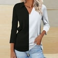 thumbnail image 2 of Long Sleeve Spring Tops Oversized 2025 Trendy Round Crew Neck Casual Color Block Womens Shirts Blouses, 2 of 5