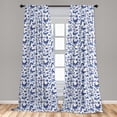 thumbnail image 5 of Ambesonne Indigo Blue Curtains, Folkloric Nature Art, Pair of 28"x95", White, 5 of 5