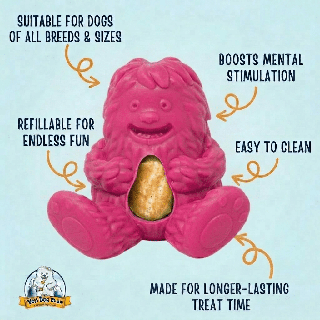 Yeti Puff and Play Interactive Dog Toy Dispenser, Pink
