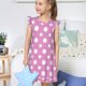 thumbnail image 4 of Fotbe Purple And White Polka Dot Vestido de Dormir para Niñas de 3 a 10 Años, Mangas Cortas, Estilo Princesa, Pijama Camisón con Mangas Voladas-X-Large, 4 of 6