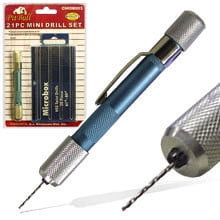 

21 Piece Fine Mini Jeweler s Drill Bit Set Pin Vise Chuck