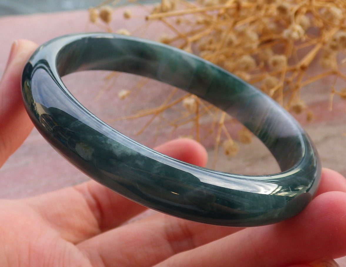 Icy Green Natural A JADE Jadeite Bangle Bracelet 60 mm 684200 TN