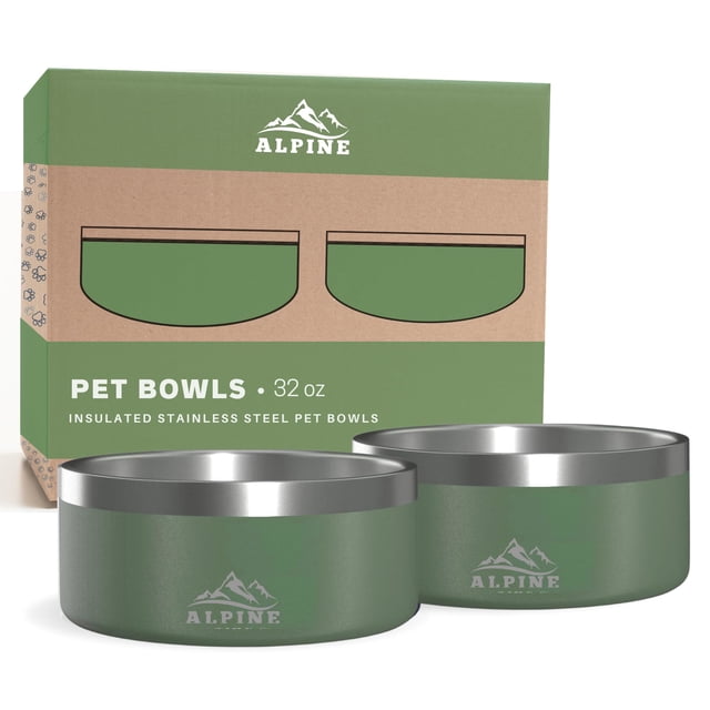 Cuencos para mascotas ALPINE de acero inoxidable, 950 ml, antideslizantes, resistentes a la corrosión