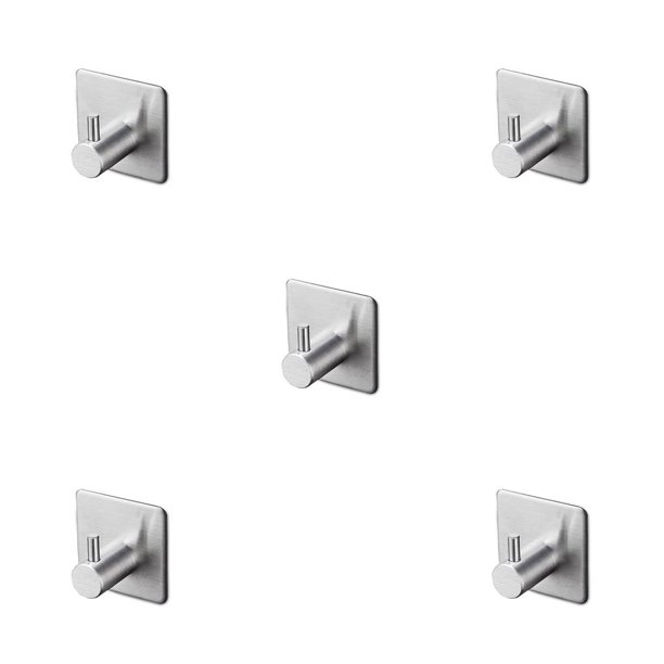 Toystoory Gancho de acero inoxidable Colgador de pared del dormitorio del baño Organizador de estante de ropa que ahorra espacio Ganchos de No.01 5Conjunto