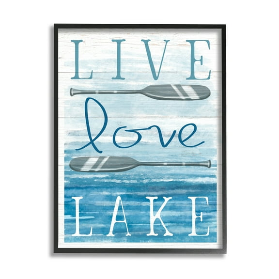 Stupell Industries Live Love Lake Quote Ores Water Motif Graphic Art Black Framed Art Print Wall Art, Design by Elizabeth Tyndall