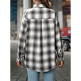 thumbnail image 2 of Women'S Button Down Shirt Plaid Shirt Long Sleeve Lapel Business Casual Tops Work Shirt Grey S, 2 of 8