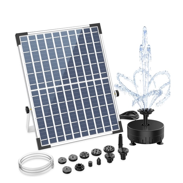 12W Solar Fountain Pump, Solar Water Fountain With 12 Double-Layer Nozzles Outdoor Powerful Solar Fountain Pump For Pond ,Water-Shortage Protection