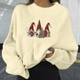thumbnail image 2 of IROINNID Women's Long Sleeve Sweatshirt Round Neck Mid-Length Comfy Christmas Print Short Top, Beige, 2 of 4