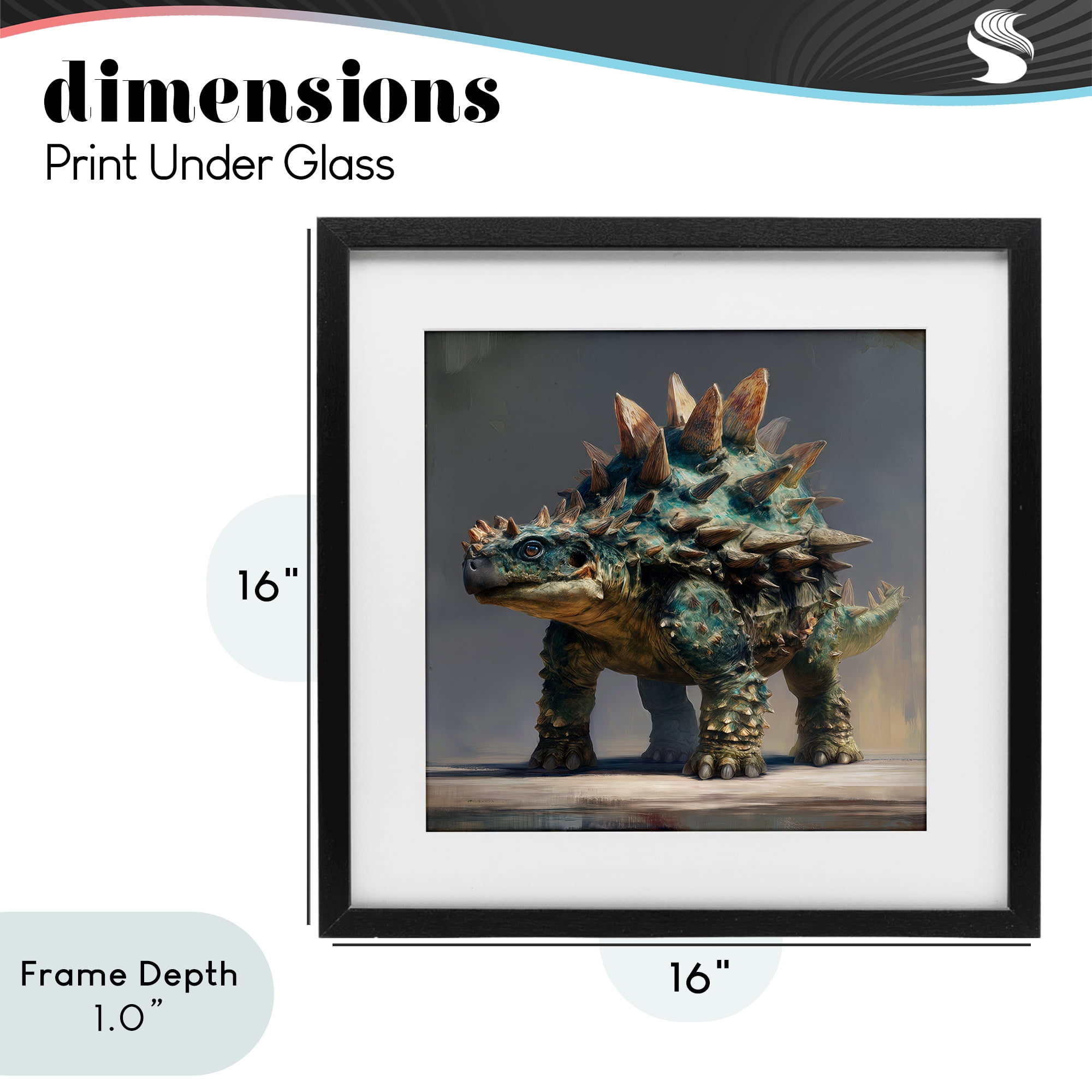 Stupell Industries Prehistoric Ankylosaurus Portrait Black Framed Print Under Glass, design by Wumples