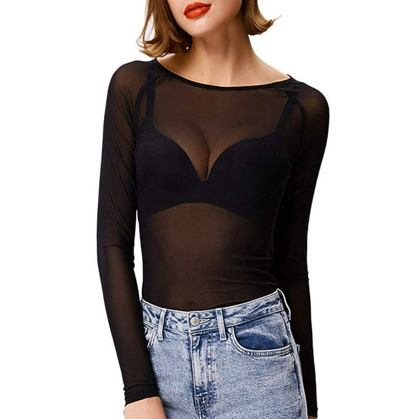 white long sleeve see through shirt