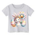 thumbnail image 4 of MIXUE Toddler Girls Tops & T-Shirts Kids Easter Bunny Graphic Loose Fit Casual Short Sleeve Pullover Tshirts Outwear,White,2-3 Years, 4 of 4