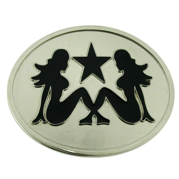 Trucker Mud Girl Flap Belt Buckle Sexy Lady Pin up Belt Buckle Black Silver Star