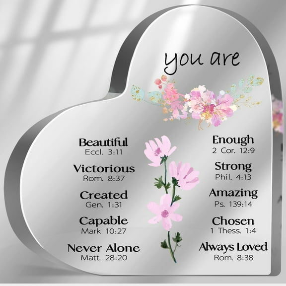 Inspirational Christian Gifts For Women Encouragement Spiritual Sign Gifts For Mom Friend Sister Positive Affirmation Decor With Bible Verse Table Shelf Desk Accessories Decorations 4X4 In