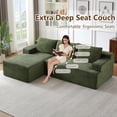 thumbnail image 3 of 96" Boneless Cloud Couch with Chaise, Modular Sectional Sofa for Living Room, No Assembly Required, Deep Seat Corduroy Couch, Green, 3 of 8