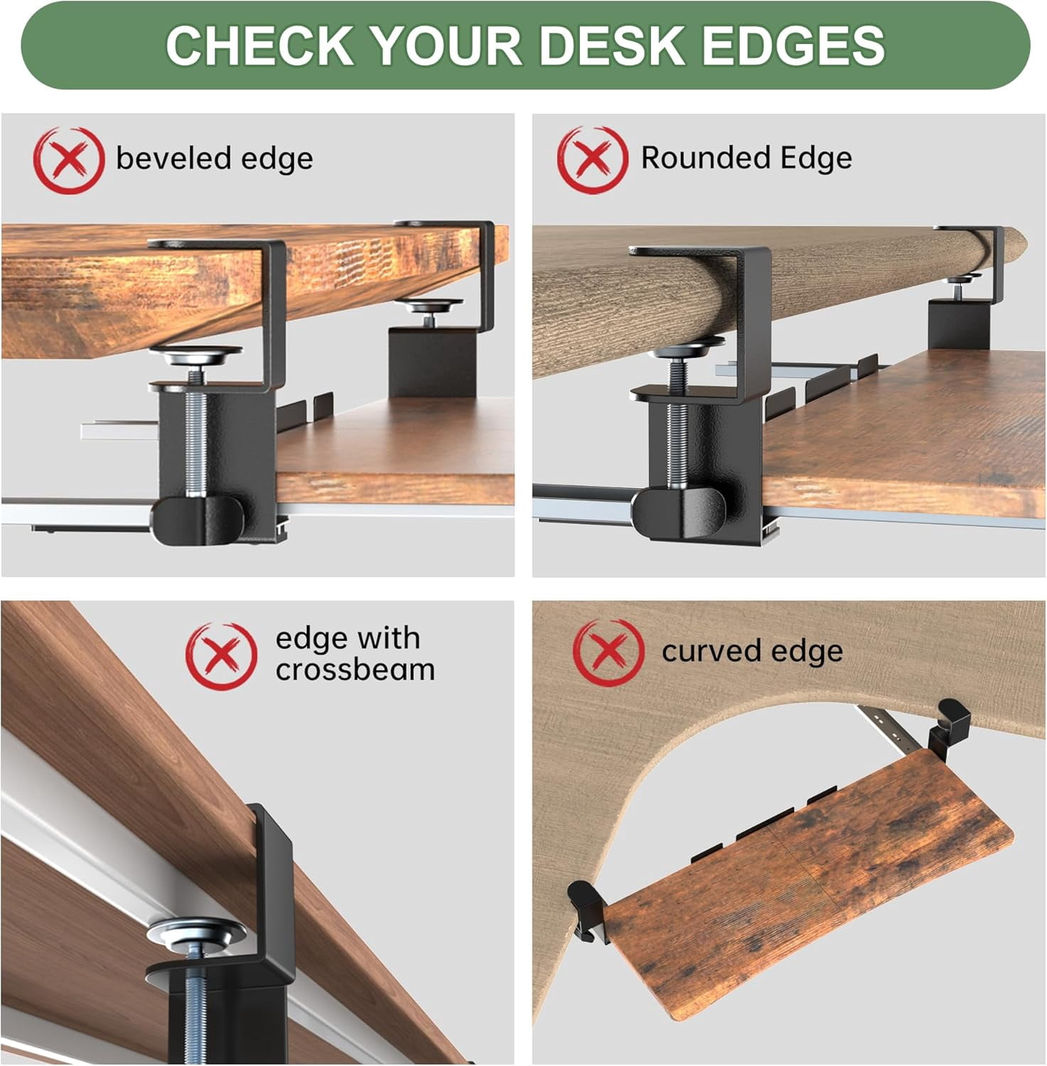Extra Large Keyboard Tray Under Desk - Slide Out with Sturdy C-Clip Mount System, 31.5" (35.8" Including Clamps) x 11.8" Put-Out Keyboard Tray Computer Drawer for Ergonomic Typing