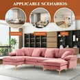 thumbnail image 3 of Rophefx 114" Modular Sectional Sofa,Velvet U Shaped Sectional Sofa Couch with Chaise Lounge,Ottoman &Gold Legs 4 Deep Seater Sofa for Living Room Bedroom Apartment,Pink, 3 of 10