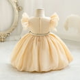 thumbnail image 4 of Toddler Girls Tulle Party Dress with Puff Sleeves and Belt Elegant Princess Birthday Outfit for Special Occasions, 4 of 4
