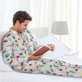 thumbnail image 4 of Salouo Ragonfly And Ladybug Print Button-Front Long Sleeve Pajama Set for Men, Soft 2Pjs Men's Long Sleeve Sleepwear -Medium, 4 of 7