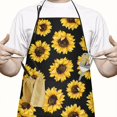 thumbnail image 2 of Black Yellow Sunflower Pattern Apron-Garden Aprons for Women with Pockets-Cotton Linen Waterproof Kitchen Cooking Gardening Aprons Adjustable for Kitchen,Cooking,BBQ and Salon 33x27 Inch, 2 of 7