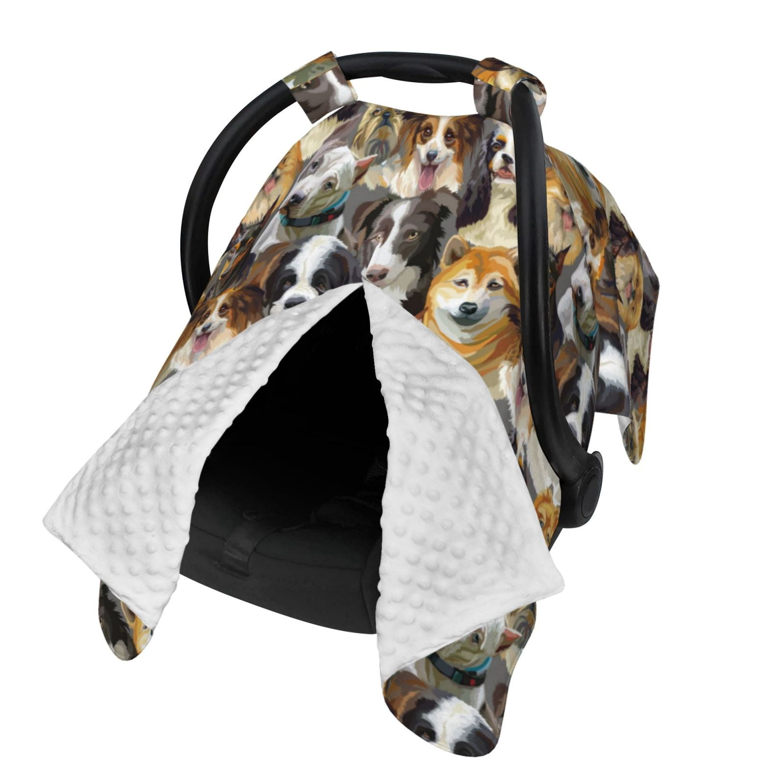 Naloa Cute Dog Baby Car Seat Cover, Breathable Baby Carrier Cover, Multiuse Baby Carrier Cover & Nursing Breastfeeding Cover