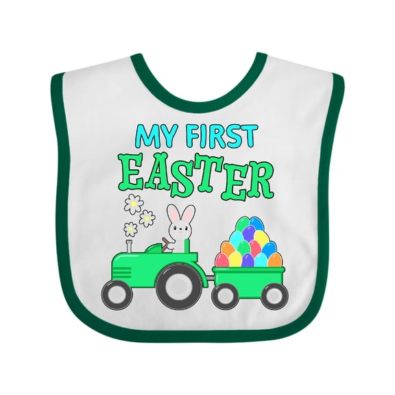 Inktastic My First Easter Bunny and Tractor Boys or Girls Baby Bib