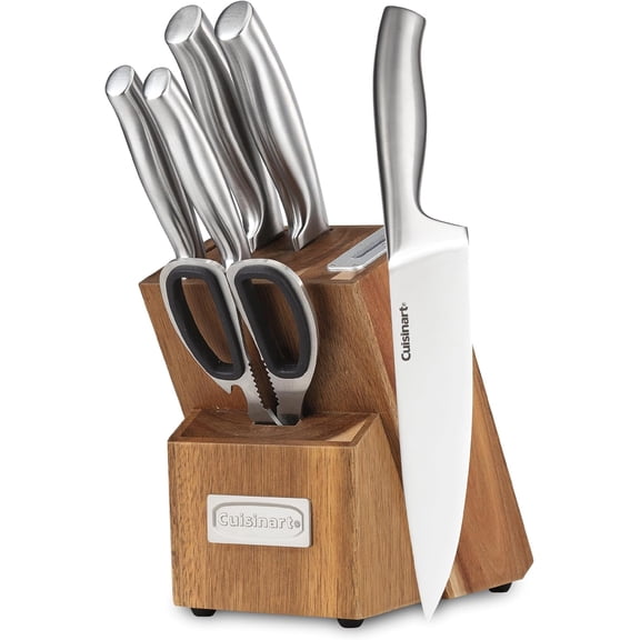 Cuisinart 7 Pc Stainless Steel Essentials Cutlery Block Set with Built in Sharpener